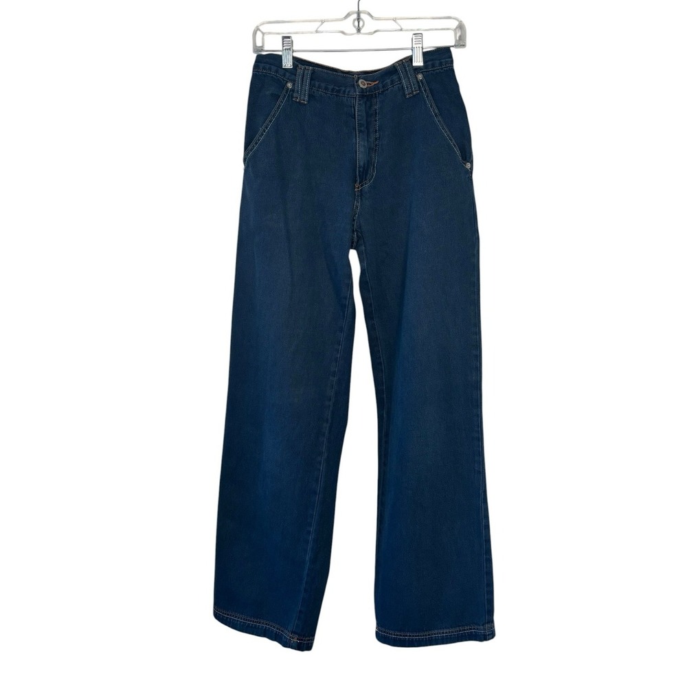 Rare Baxis Jeanswear Vintage 90s Wide‎ Leg Dark Wash Jeans Made in USA Size 8